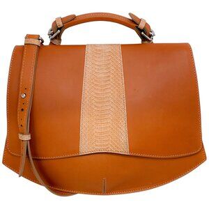 Caroline De Marchi Cognac Leather Flap Shoulder Bag